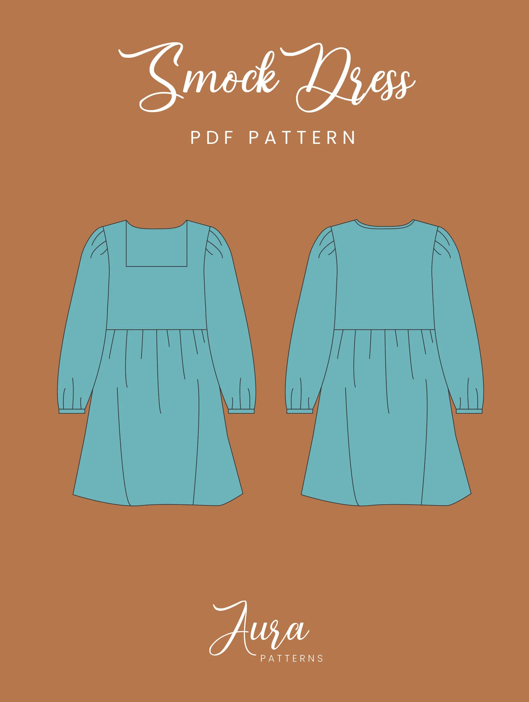 Smock Dress Sewing Pattern Square Neckline | Gathered Skirt | XS